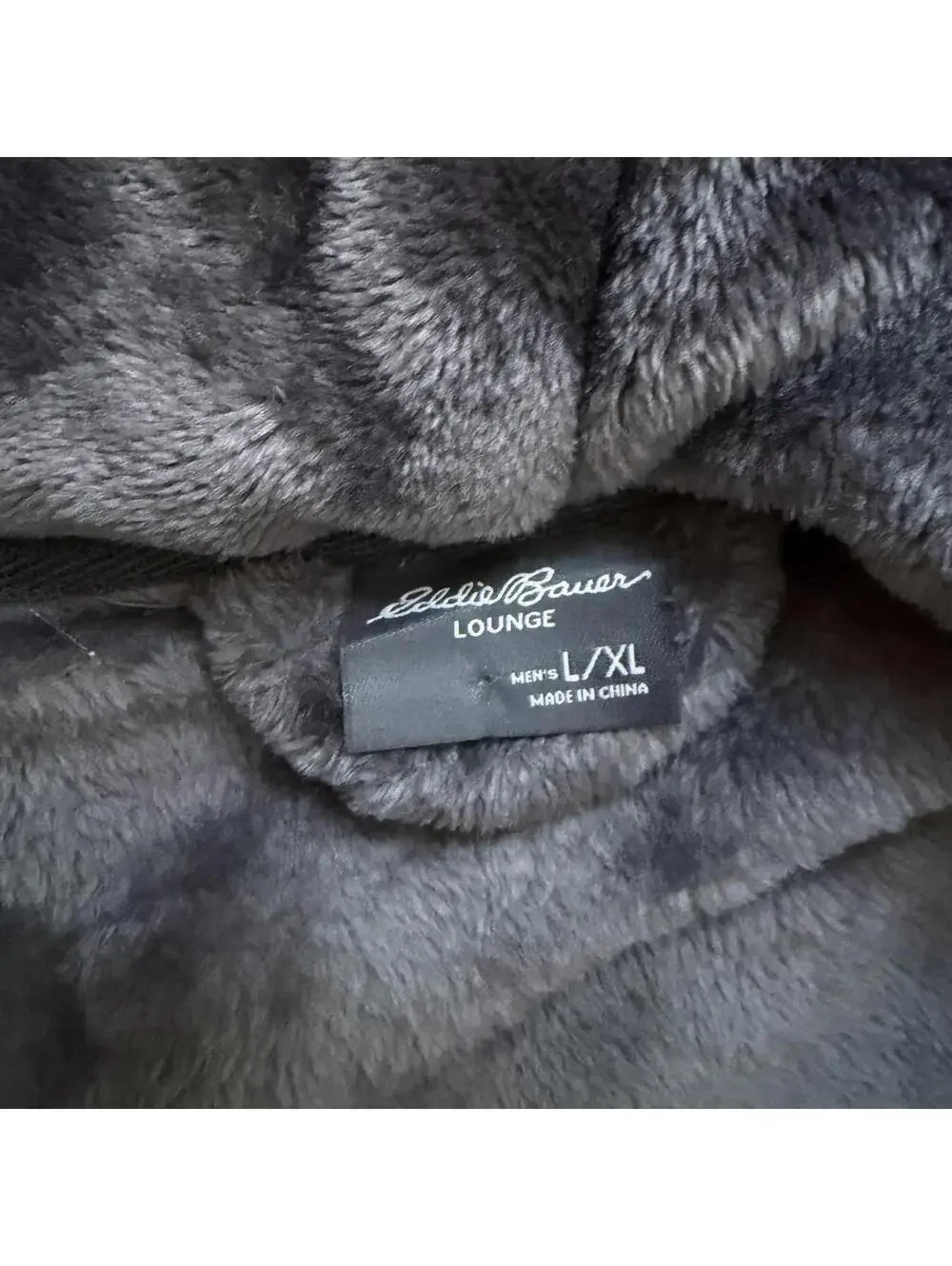 Eddie Bauer Lounge Plush Classic Robe Charcoal Heather Men's Size L/XL NWT